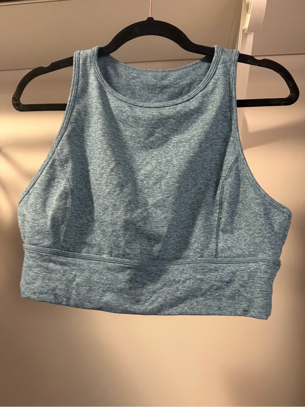 JoyLab Heathered Light Blue High-Neck Seamless Sports Bra
